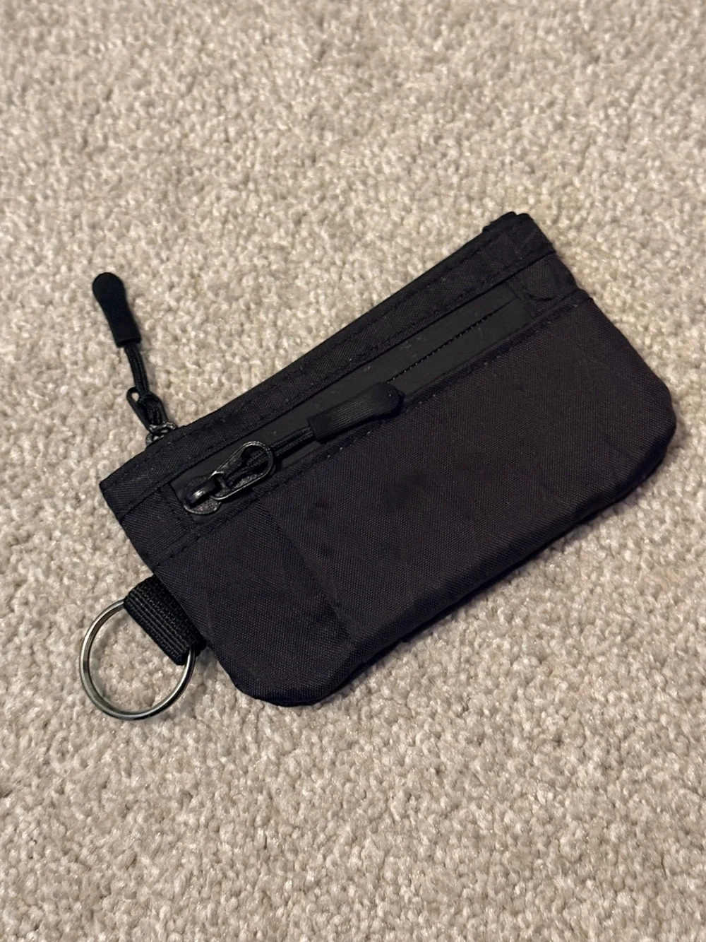 ALPAKA Zip Pouch Wallet Black EDC Card Holder Coin Pocket Orange Lining